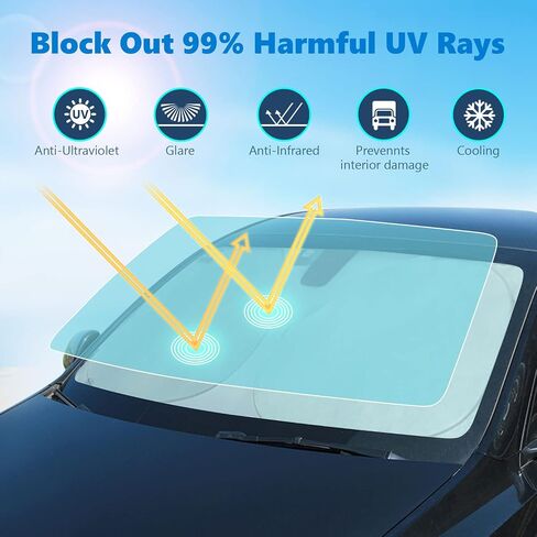Sun Shade Custom Fit Compatible with Nissan Rogue 2021-2024 Updated Sunshades Protector Foldable Windshield Sun Visor Blocks UV Rays & Sun Heat Reflective Protection Keep Your Car Cooler in Saudi Arabia