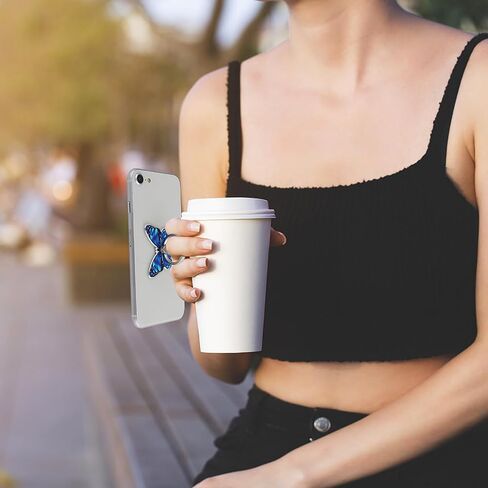 قطعتان من حامل حلقة الهاتف الخليوي على شكل فراشة يدور 360 درجة من سبائك الزنك اللامعة ومسند الإصبع اللطيف والأزياء الجميلة وقبضة حلقة الهاتف العالمية المتوافقة مع جميع الهواتف الذكية in Saudi Arabia
