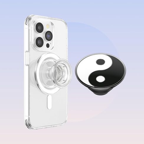PopSockets Yin & Yang Bundle Compatible with MagSafe®, Wireless Charging Compatible, Includes 1 Clear Round MagSafe Grip and 1 Yin & Yang Enamel PopTop - Clear Yin & Yang in Saudi Arabia