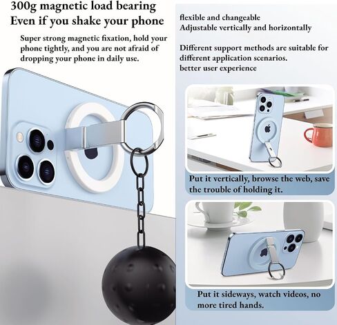 Magnetic Phone Ring Holder Compatible with MagSafe Phone Grip with Adjustable Stand Ultra Thin for Back Phone Gripper Finger Holder Adjustable Kickstand (Blue) in Saudi Arabia