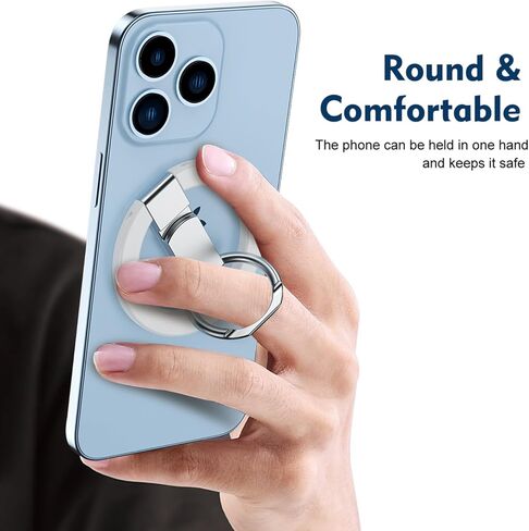 حامل حلقي للهاتف المغناطيسي متوافق مع قبضة الهاتف MagSafe مع حامل قابل للتعديل رفيع للغاية للهاتف الخلفي وحامل الإصبع ومسند قابل للتعديل (أزرق) in Kuwait