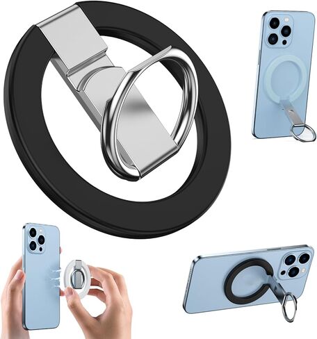 حامل حلقي للهاتف المغناطيسي متوافق مع قبضة الهاتف MagSafe مع حامل قابل للتعديل رفيع للغاية للهاتف الخلفي وحامل الإصبع ومسند قابل للتعديل (أزرق) in Kuwait