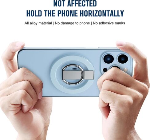 حامل حلقي للهاتف المغناطيسي متوافق مع قبضة الهاتف MagSafe مع حامل قابل للتعديل رفيع للغاية للهاتف الخلفي وحامل الإصبع ومسند قابل للتعديل (أزرق) in Kuwait