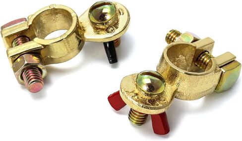 QWORK Brass Marine Grade Battery Terminal Top Post, 4 Pairs Battery Terminal Connectors, Battery Terminal Clamps for Boat Car RV, Fit All Standard Top of Post Batteries, 4 Positive + 4 Negative in Saudi Arabia