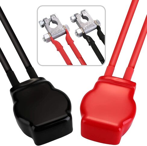 طقم عمود علوي للبطارية بمواصفات عسكرية من HK للسيارة والقوارب البحرية والمركبات مع 4 قطع من العروات النحاسية بمقياس 3/8 بوصة، و4 انكماش حراري، وغطاءين وغسالات مضادة للتآكل (مجموعة) in Kuwait