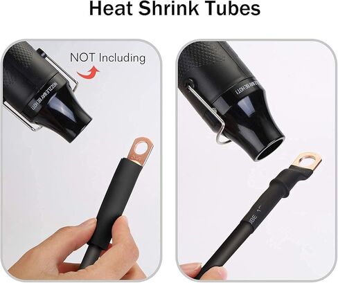 طقم عمود علوي للبطارية بمواصفات عسكرية من HK للسيارة والقوارب البحرية والمركبات مع 4 قطع من العروات النحاسية بمقياس 3/8 بوصة، و4 انكماش حراري، وغطاءين وغسالات مضادة للتآكل (مجموعة) in Kuwait