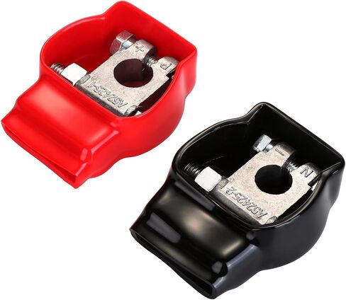 طقم عمود علوي للبطارية بمواصفات عسكرية من HK للسيارة والقوارب البحرية والمركبات مع 4 قطع من العروات النحاسية بمقياس 3/8 بوصة، و4 انكماش حراري، وغطاءين وغسالات مضادة للتآكل (مجموعة) in Kuwait