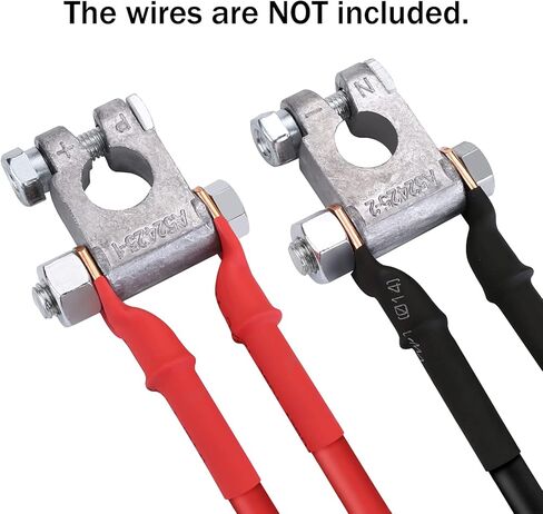 طقم عمود علوي للبطارية بمواصفات عسكرية من HK للسيارة والقوارب البحرية والمركبات مع 4 قطع من العروات النحاسية بمقياس 3/8 بوصة، و4 انكماش حراري، وغطاءين وغسالات مضادة للتآكل (مجموعة) in Kuwait