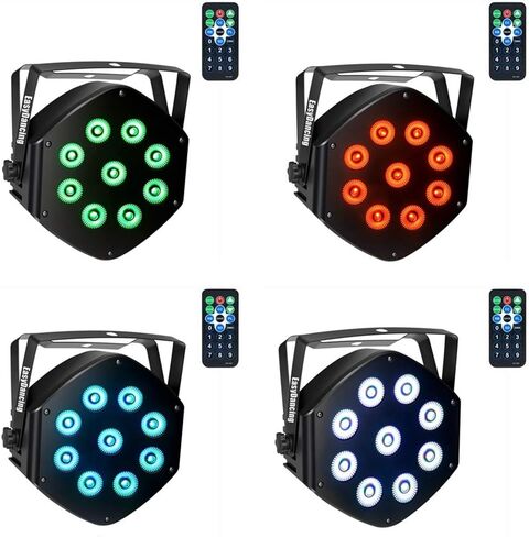 جهاز إضاءة المسرح المسرحي Par Light RGBW 9x10W LED Uplighting 8 قنوات مع جهاز تحكم عن بعد DMX لحفلات الزفاف وحفلات الزفاف وكنيسة DJ (4 قطع) in Kuwait
