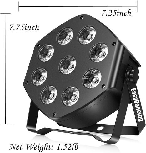 جهاز إضاءة المسرح المسرحي Par Light RGBW 9x10W LED Uplighting 8 قنوات مع جهاز تحكم عن بعد DMX لحفلات الزفاف وحفلات الزفاف وكنيسة DJ (4 قطع) in Kuwait