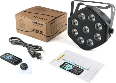 جهاز إضاءة المسرح المسرحي Par Light RGBW 9x10W LED Uplighting 8 قنوات مع جهاز تحكم عن بعد DMX لحفلات الزفاف وحفلات الزفاف وكنيسة DJ (4 قطع) in Kuwait