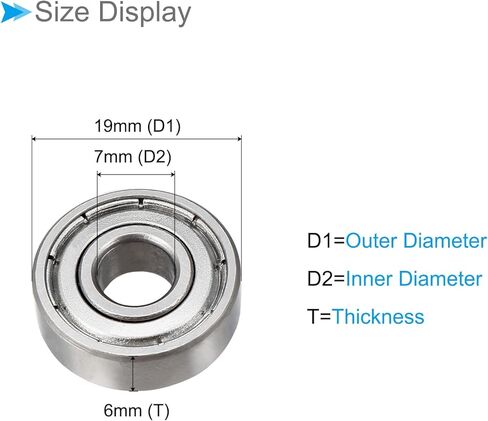 Deep Groove Ball Bearings, 6200ZZ Model 10mm x 30mm x 9mm, Carbon Steel Double Shield Bearings - (Applications: for Motor Skateboards Roller Wheels), 4-Pieces in Kuwait