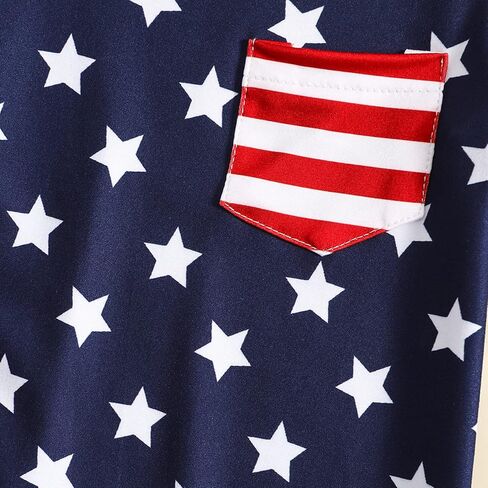ملابس الرابع من يوليو للأطفال حديثي الولادة والأولاد والبنات، رومبير مطبوع عليه العلم الأمريكي بدون أكمام، بدلة صيفية in Kuwait
