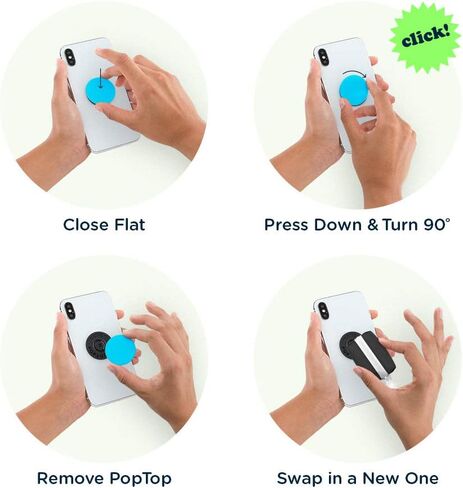 PopSockets PopTop (Top only. Base Sold Separately) Swappable Top for PopSockets Phone Grip Base, Pocket Stash - Pocket Black in Kuwait