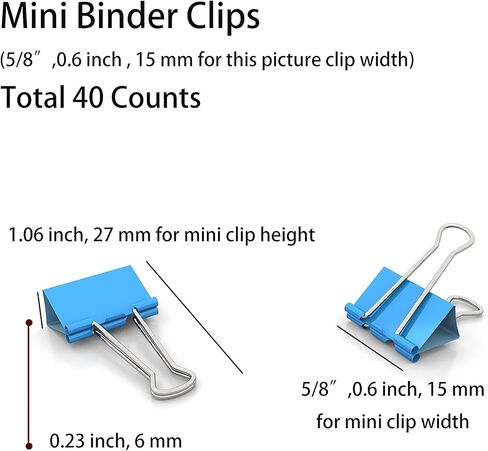 Colored Binder Clips Mini Metal Clamp 5/8-IN / 0.6-inch / 15-mm (Green, 40-Count) in Kuwait