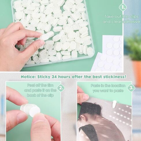 Adhesive Plastic Sticky Clips White Clips Reusable Removable Sticky Clips Small Poster Clips Wall Clips Hanging Bulletin Board Clips for Teachers Home Office (120 Pieces) in Saudi Arabia