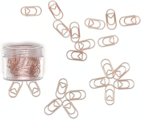 60 قطعة/صندوق لطيف صغير على شكل قلب وردي ذهبي اللون مشبك ورق معدني، 0.78 بوصة مشابك ورقية مرجعية للمكتب والمدرسة والاستخدام الشخصي (20 مم) in Kuwait