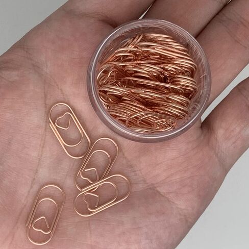 60 قطعة/صندوق لطيف صغير على شكل قلب وردي ذهبي اللون مشبك ورق معدني، 0.78 بوصة مشابك ورقية مرجعية للمكتب والمدرسة والاستخدام الشخصي (20 مم) in Kuwait