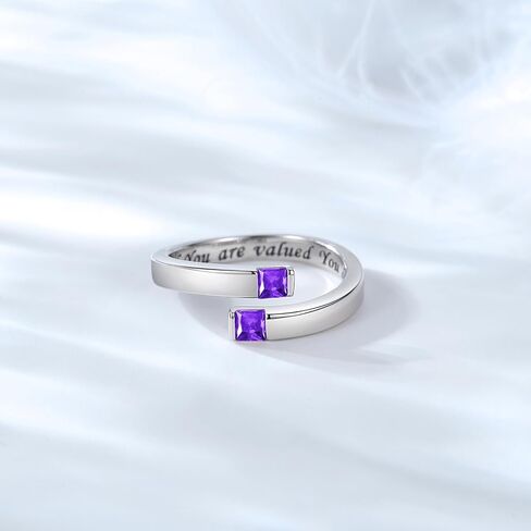 Mother's Day Gift 925 Sterling Silver Adjustable Ring for Women Birthstone Rings Cubic Zirconia Open Ring Gifts for Daughter Teens in Kuwait