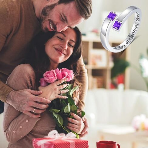 Mother's Day Gift 925 Sterling Silver Adjustable Ring for Women Birthstone Rings Cubic Zirconia Open Ring Gifts for Daughter Teens in Kuwait