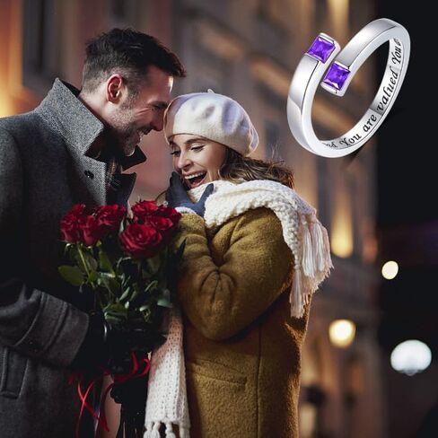 Mother's Day Gift 925 Sterling Silver Adjustable Ring for Women Birthstone Rings Cubic Zirconia Open Ring Gifts for Daughter Teens in Kuwait