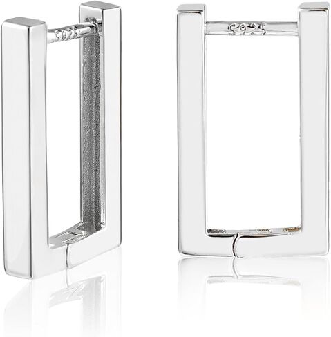 925 فضة مربعة هوب أقراط الحد الأدنى هندسية مستطيلة هوب أقراط للنساء، مجوهرات مضادة للحساسية هدية للفتيات in Kuwait