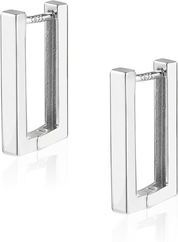 925 فضة مربعة هوب أقراط الحد الأدنى هندسية مستطيلة هوب أقراط للنساء، مجوهرات مضادة للحساسية هدية للفتيات in Kuwait