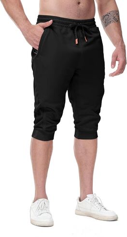 MAIKANONG Men Workout Joggers 3/4 Joggers Gym Casual Capri Pants with Zipper Pockets in Saudi Arabia