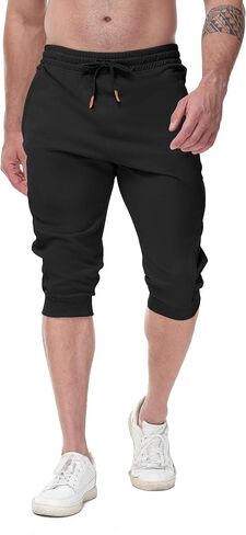 MAIKANONG Men Workout Joggers 3/4 Joggers Gym Casual Capri Pants with Zipper Pockets in Saudi Arabia