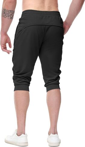 MAIKANONG Men Workout Joggers 3/4 Joggers Gym Casual Capri Pants with Zipper Pockets in Saudi Arabia