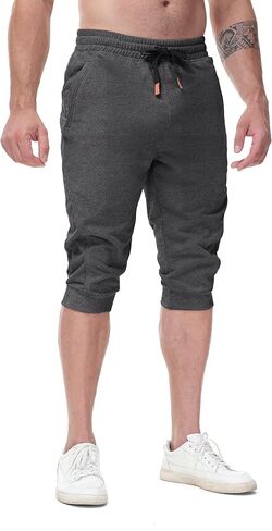 MAIKANONG Men Workout Joggers 3/4 Joggers Gym Casual Capri Pants with Zipper Pockets in Saudi Arabia