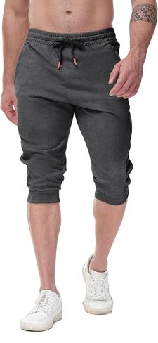 MAIKANONG Men Workout Joggers 3/4 Joggers Gym Casual Capri Pants with Zipper Pockets in Saudi Arabia
