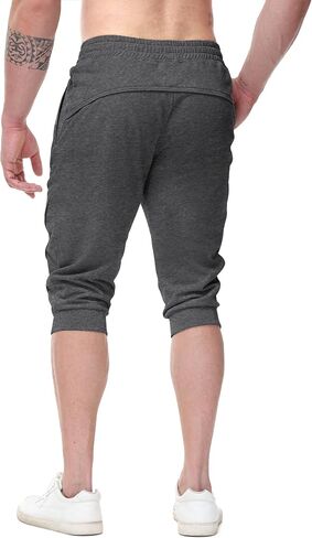 MAIKANONG Men Workout Joggers 3/4 Joggers Gym Casual Capri Pants with Zipper Pockets in Saudi Arabia