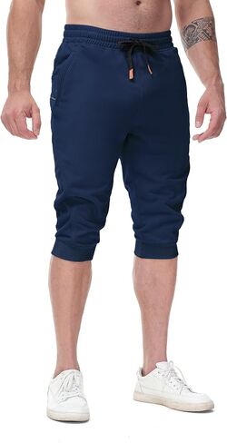 MAIKANONG Men Workout Joggers 3/4 Joggers Gym Casual Capri Pants with Zipper Pockets in Saudi Arabia