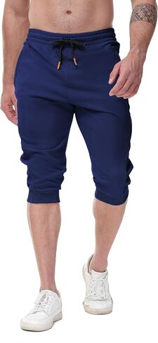 MAIKANONG Men Workout Joggers 3/4 Joggers Gym Casual Capri Pants with Zipper Pockets in Saudi Arabia