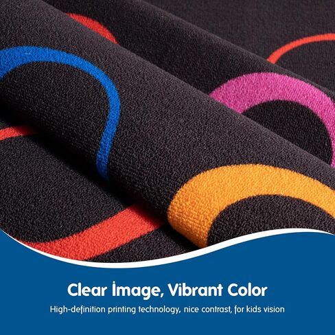 سجادة كبيرة للفصل الدراسي من Booooom Jackson سجادة للفصل الدراسي باللون الأسود بمقاس 7'5"x13'Area مع ظهر غير قابل للانزلاق وسجادة للجلوس في الفصول الدراسية للمدرسة الابتدائية in Kuwait