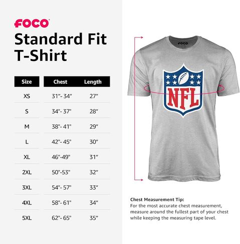 FOCO Men's NFL Team Arched Wordmark Short Sleeve T-Shirt in Saudi Arabia