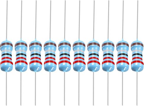 YOKIVE 100 PCS Metal Film Resistors, 2.2 Ohm Resistor with 1/2W 1% Tolerance, Lead, Good for DIY Electronic Projects (5 Color Bands, 8.5mm±1mm) in Kuwait