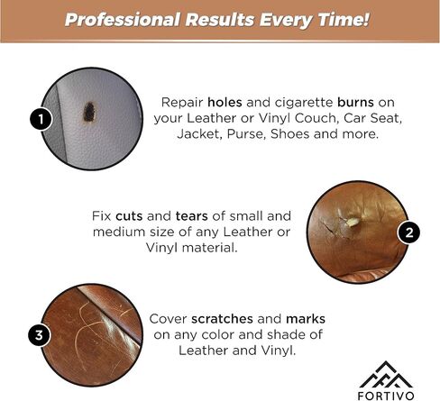 أطقم إصلاح الجلود البنية من FORTIVO للأرائك - طقم إصلاح الفينيل | الأثاث، مقاعد السيارة، الأريكة، السترة، المحفظة، الحزام، الأحذية | أصلي، إيطالي، مربوط، بولي يوريثان، جلد | لا يتطلب حرارة | إصلاح واستعادة in Kuwait