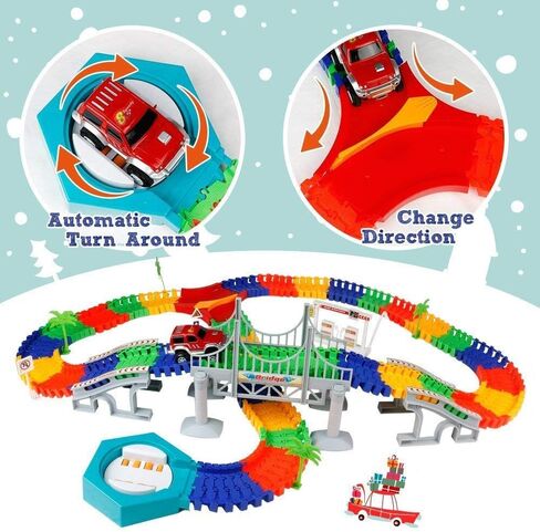 192 Pieces Flexible Race Track Playset - Magic Journey Rainbow Create a Road Super Snap Speedway STEM Building Toy with Race Car for Kids in Saudi Arabia