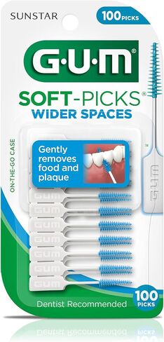 GUM Soft-Picks Wide Space, Easy to Use Dental Picks for Teeth Cleaning Health, with Convenient Carry Case, Dentist Recommended Dental Picks, 100ct (3pk) in Saudi Arabia