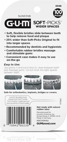 GUM Soft-Picks Wide Space, Easy to Use Dental Picks for Teeth Cleaning Health, with Convenient Carry Case, Dentist Recommended Dental Picks, 100ct (3pk) in Saudi Arabia