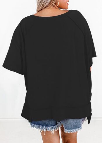 Women's Summer Oversized T Shirts Crewneck Short Sleeve Loose Fit Tee High Low Hem Casual Blouses Tops in Saudi Arabia