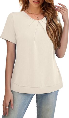 LIENRIDY Women's Short Sleeve Shirts Round Neck Loose Casual Summer Tops L-XL in Saudi Arabia