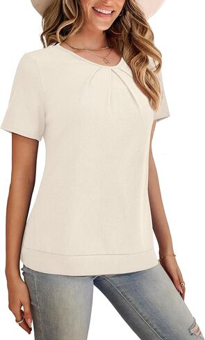 LIENRIDY Women's Short Sleeve Shirts Round Neck Loose Casual Summer Tops L-XL in Saudi Arabia