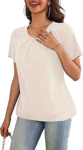 LIENRIDY Women's Short Sleeve Shirts Round Neck Loose Casual Summer Tops L-XL in Saudi Arabia