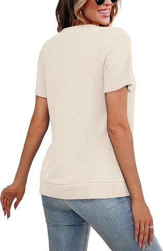 LIENRIDY Women's Short Sleeve Shirts Round Neck Loose Casual Summer Tops L-XL in Saudi Arabia
