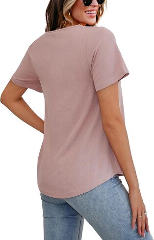 LIENRIDY Women's Short Sleeve Shirts Round Neck Loose Casual Summer Tops L-XL in Saudi Arabia