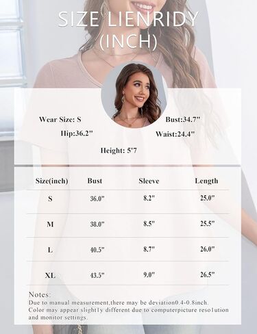 LIENRIDY Women's Short Sleeve Shirts Round Neck Loose Casual Summer Tops L-XL in Saudi Arabia