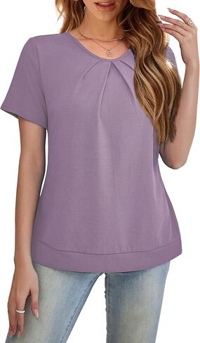 LIENRIDY Women's Short Sleeve Shirts Round Neck Loose Casual Summer Tops L-XL in Saudi Arabia